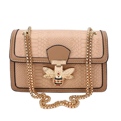 Bee Crocodile Print Handbag