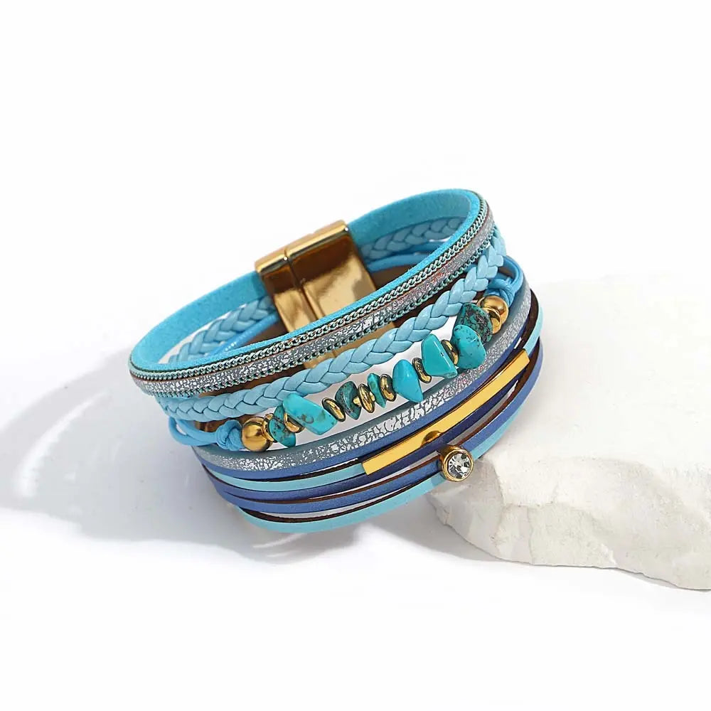 Boho Blue Leather Bracelet Coco & Dee