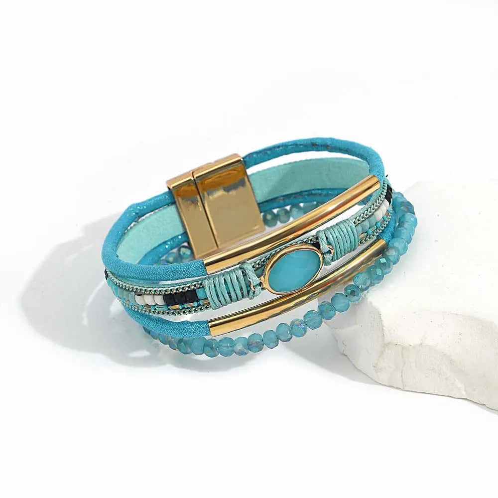 Boho Blue Leather Bracelet Coco & Dee