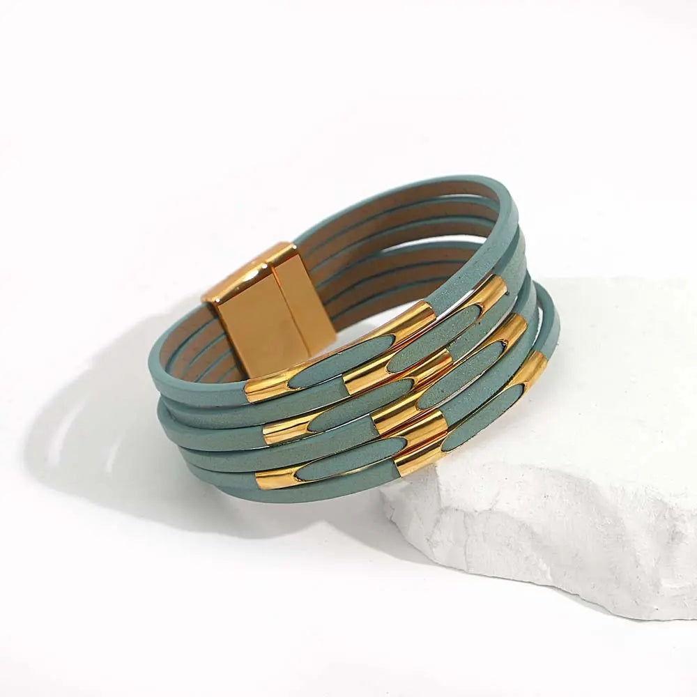 Boho Blue Leather Bracelet Coco & Dee