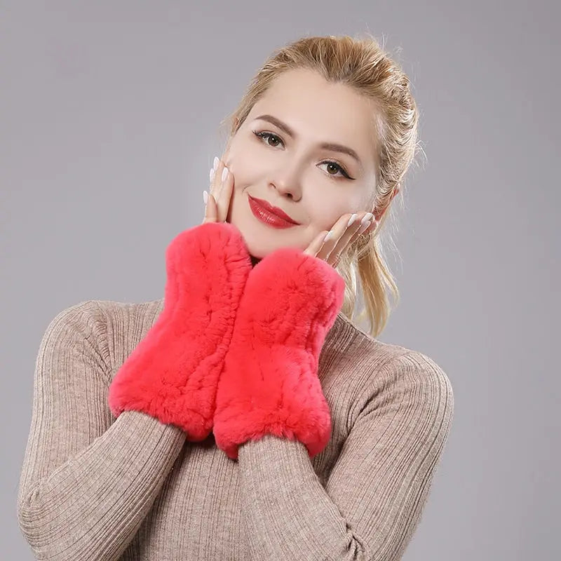 Knitted Faux Fur Gloves Coco & Dee