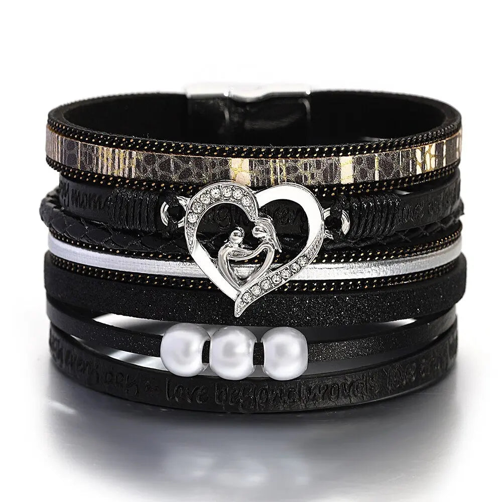 Multilayer Pearl Leather Bracelet Coco & Dee