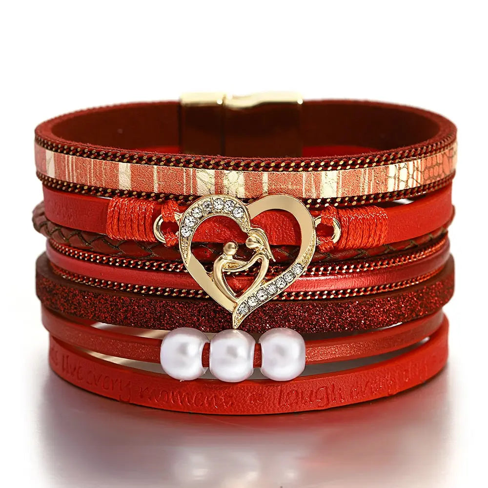 Multilayer Pearl Leather Bracelet Coco & Dee