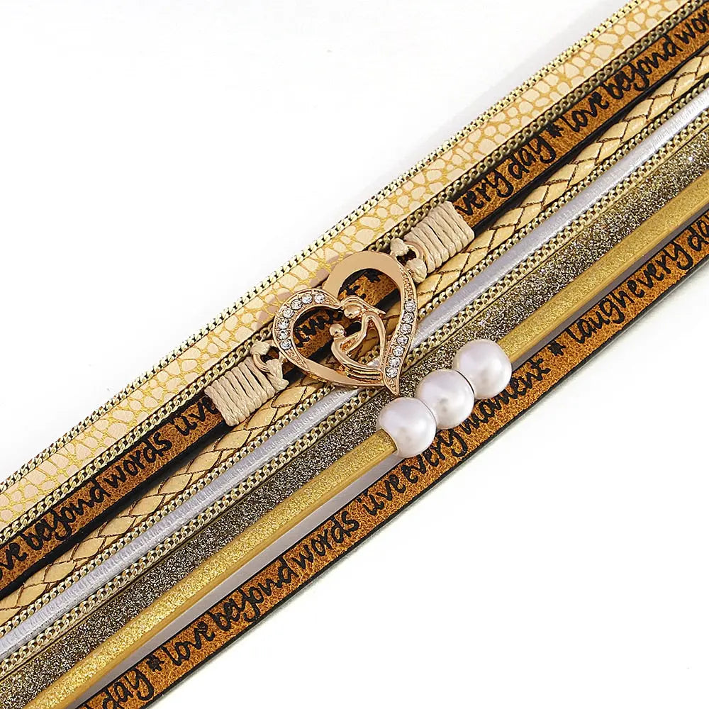 Multilayer Pearl Leather Bracelet Coco & Dee