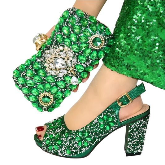 Rhinestone Shoe & Bag Set