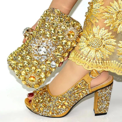 Rhinestone Shoe & Bag Set