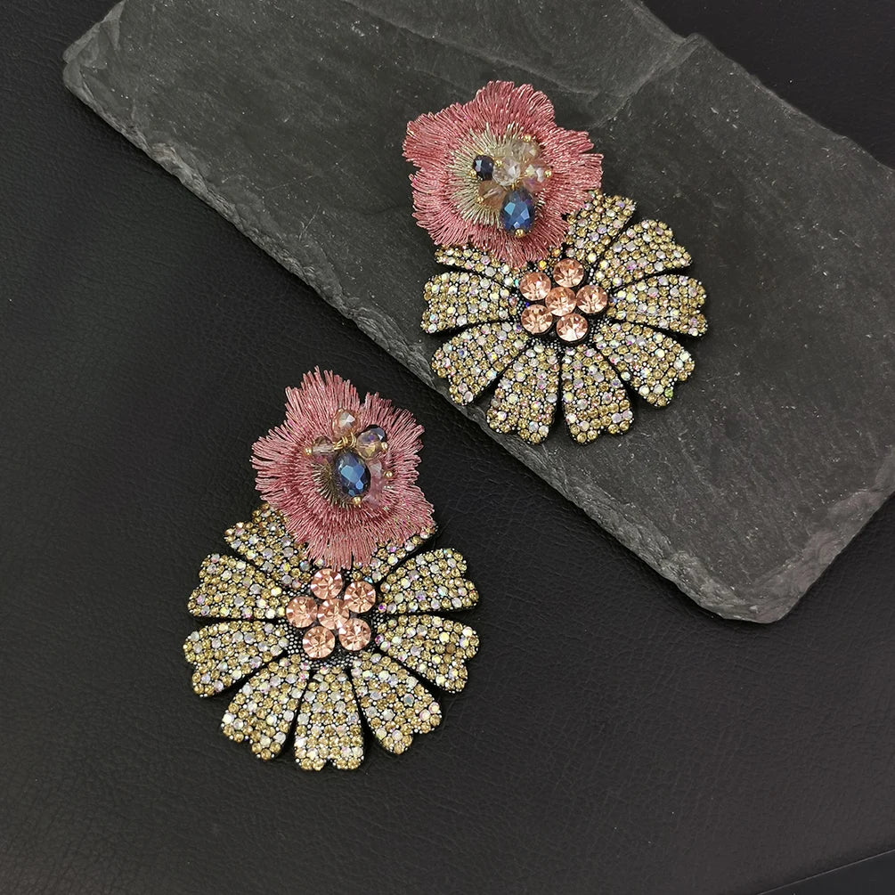 Rhinestones Flower Earrings Coco & Dee